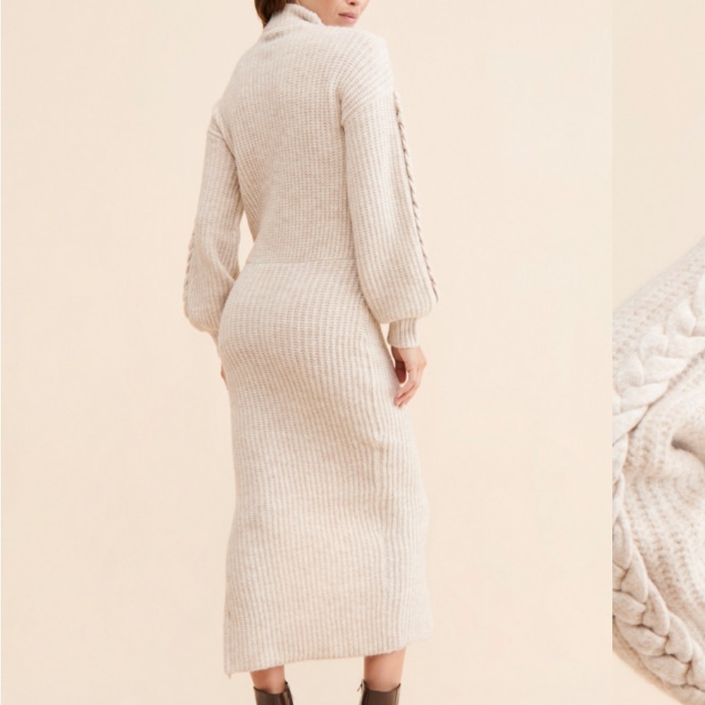 Saylor Cream Cable Knit Angelina Sweater Dress - Picture 4 of 15